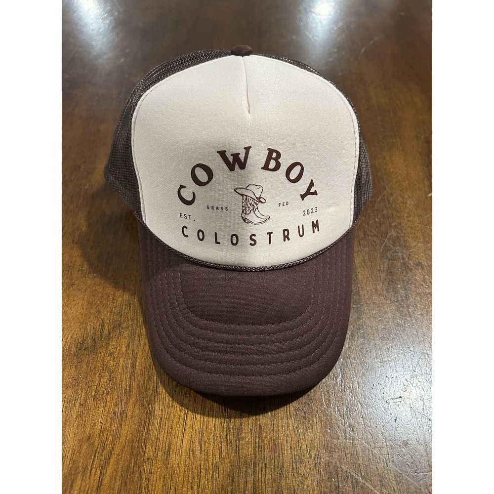 Cowboy Colostrum Tan Brown Foam Rope SnapBack Trucker Hat Mesh Back